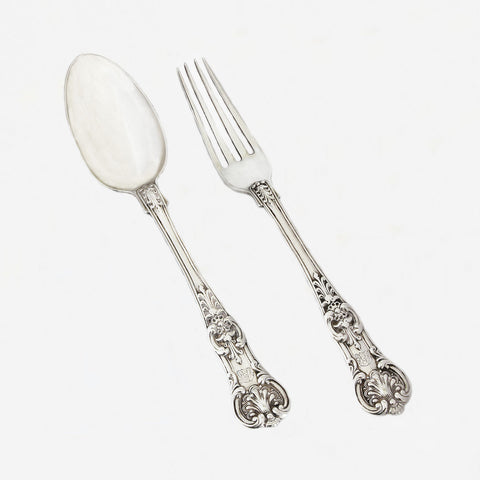 1836 set of silver fork and spoon christening set