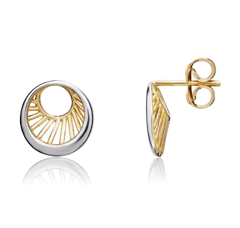 9ct Two Colour Round Eye Earrings
