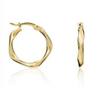 9ct Yellow Gold Loose Twist Hoop Earrings