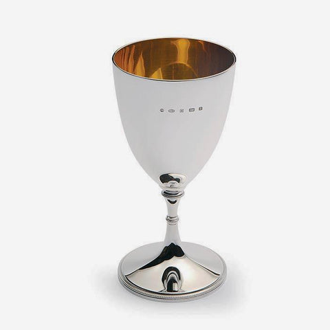 a beautiful sterling silver large wine goblet with gilt interior and hallmark for sheffield