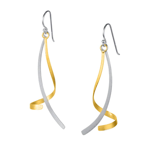 Twist & Turn Gold and Silver Earrings By Christin Ranger