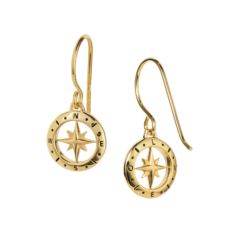 Love's Compass Gold Earrings by Christin Ranger