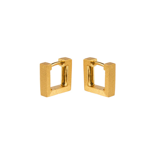 Huggie Gold Square Hoop Earrings by Christin Ranger