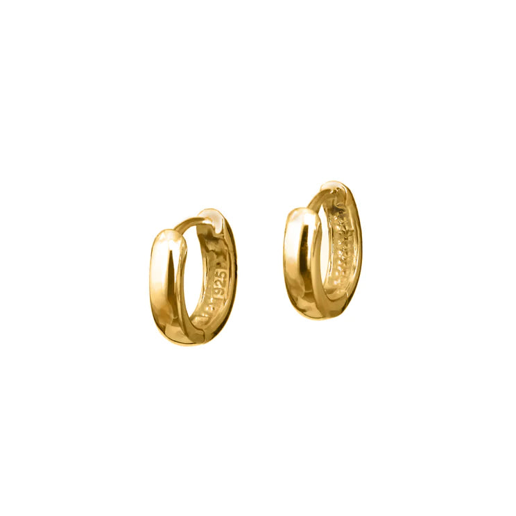 Gold Plated Silver Round Huggie Hoop Earrings by Christin Ranger