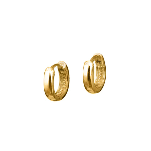 Gold Plated Silver Round Huggie Hoop Earrings by Christin Ranger