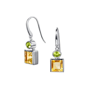 Citrine & Peridot Silver Earrings By Christin Ranger