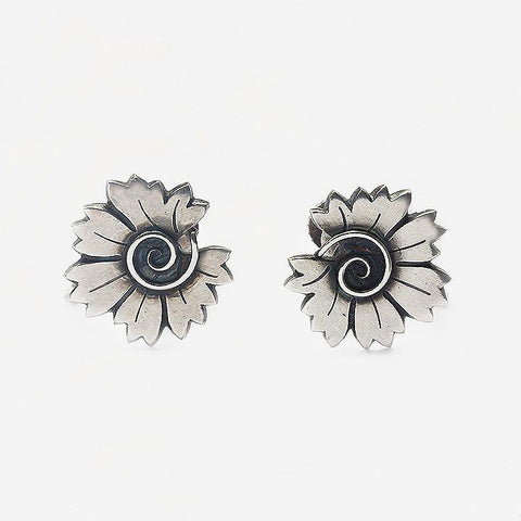 a pair of silver georg jensen stud earrings clip fittings