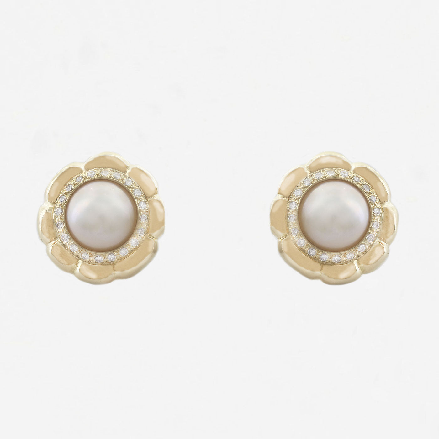 Mabe Pearl and Diamond Earrings in 18ct Gold- Secondhand