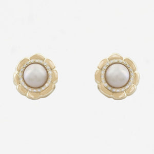 Mabe Pearl and Diamond Earrings in 18ct Gold- Secondhand