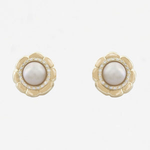 Mabe Pearl and Diamond Earrings in 18ct Gold- Secondhand
