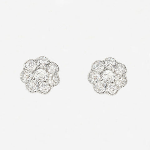Diamond Cluster Earrings Circa 1910 - Secondhand
