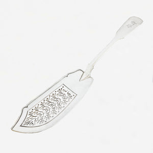 A silver fish slice with decoration dated 1825