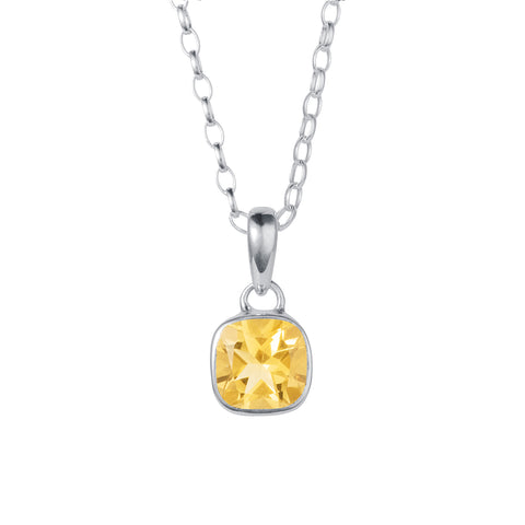 a square citrine pendant necklace in silver by christin ranger