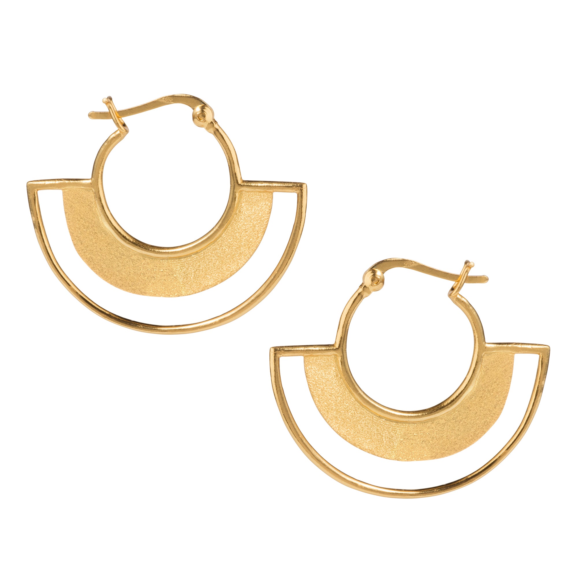 art deco gold plated silver half hoop earrings by christin ranger