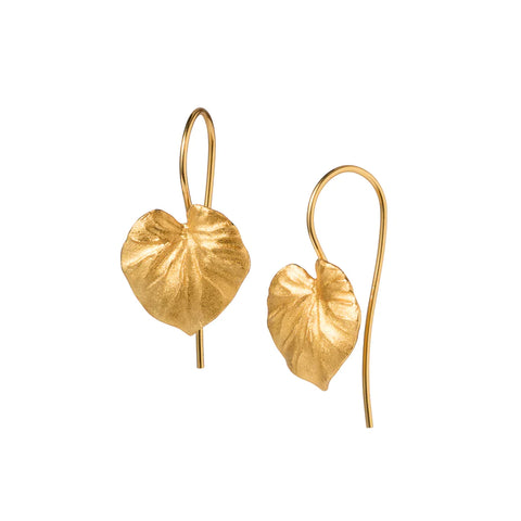 Gold Plated Silver Tropical Leaf Earrings by Christin Ranger