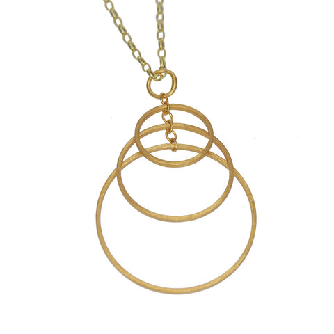 a triple circle gold plated silver pendant necklace by christin ranger