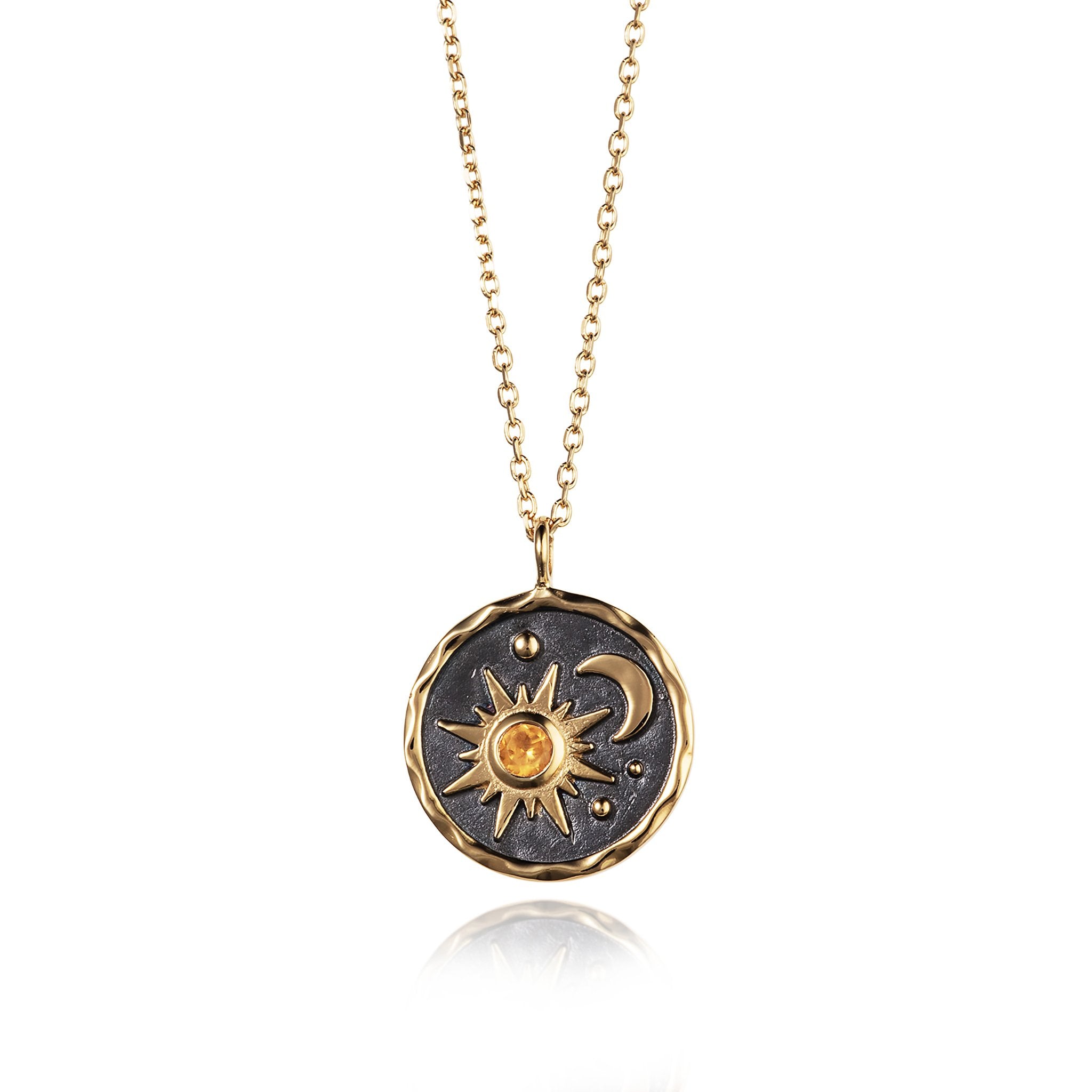 Heaven-Sent Sun & Moon Pendant in Gold Plated Silver by Christin Ranger