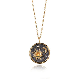 Heaven-Sent Sun & Moon Pendant in Gold Plated Silver by Christin Ranger