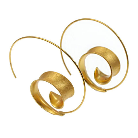 Curl Hoop Gold Plated Silver Earrings by Christin Ranger