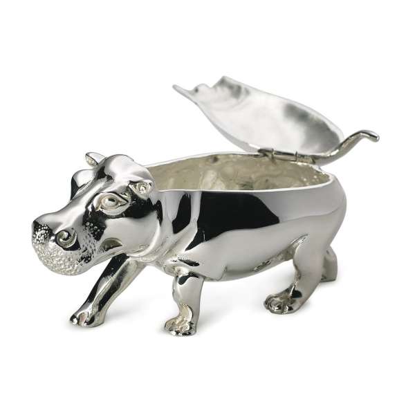 a fine quality silver hippo bonboniere