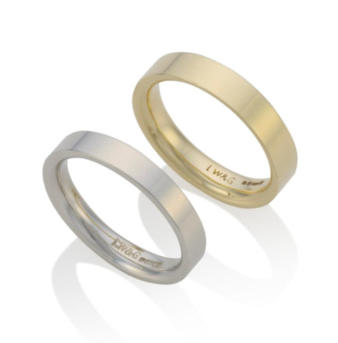 Handmade Reverse D-Shape Wedding Ring 18ct White Gold 3.00 - 6.00mm