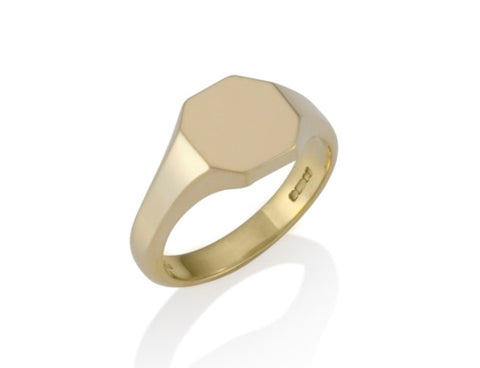 a gold octagonal signet ring 9mm x 9mm
