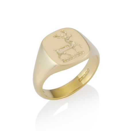 a cushion shape fine quality solid signet ring