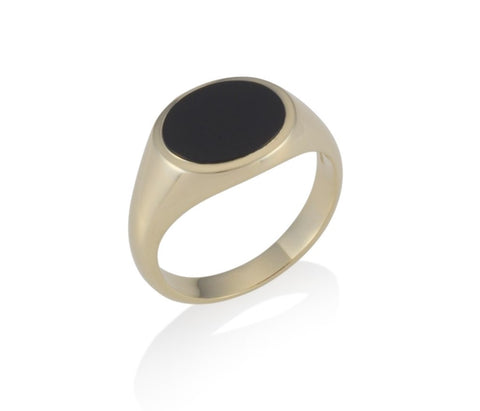 a gold reverse oval stone set signet ring 13mm x 11mm