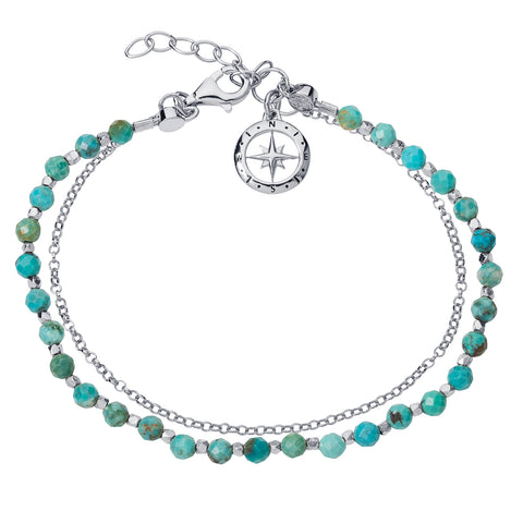 a friendship bracelet in silver and turquoise by Christin Ranger
