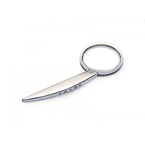 a sterling silver modern magnifying glass with handle and hallmark
