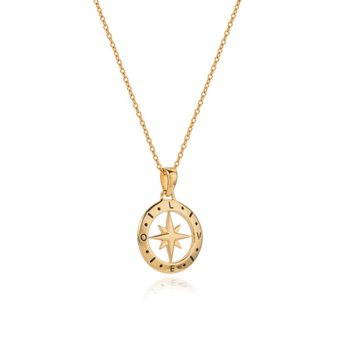 Love's Compass Gold Plated Silver Necklace by Christin Ranger