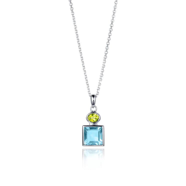 Blue Topaz & Peridot Silver Pendant by Christin Ranger