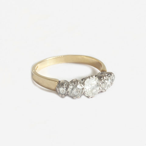 a secondhand 5 stone graduated diamond set ring in yellow gold and white setting