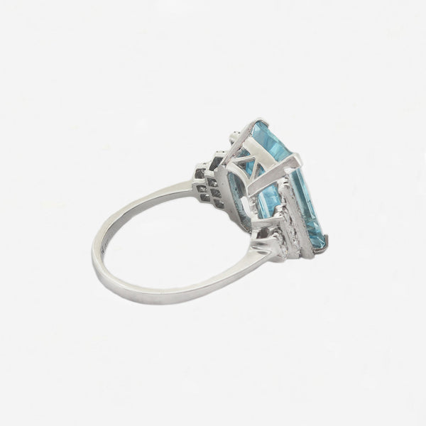 Aquamarine and Diamond Art Deco Style Ring - Secondhand
