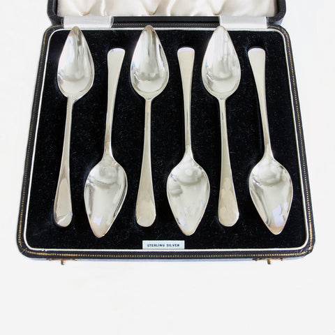 a set of six silver grapefruit spoons with hallmark for 1942