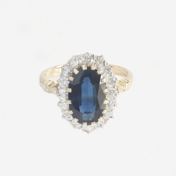 secondhand sapphire diamond oval cluster claw set ring