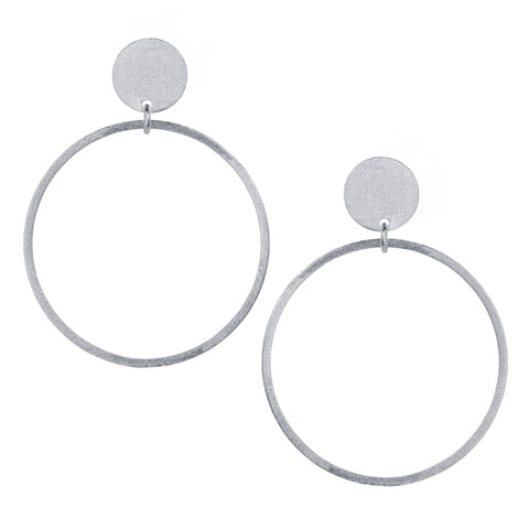 circular drop silver earrings by christin ranger