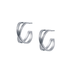 silver crossover hoop stud earrings by christin ranger