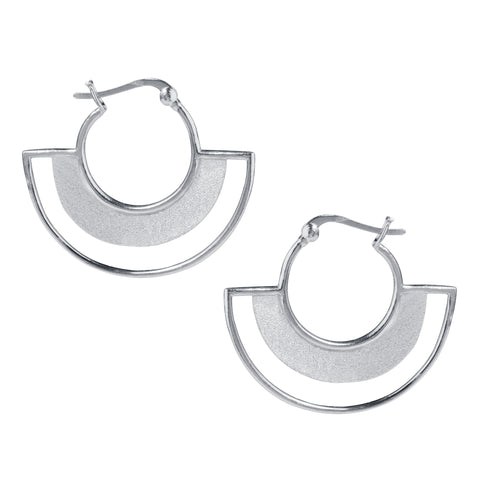 art deco silver half hoop earrings by christin ranger