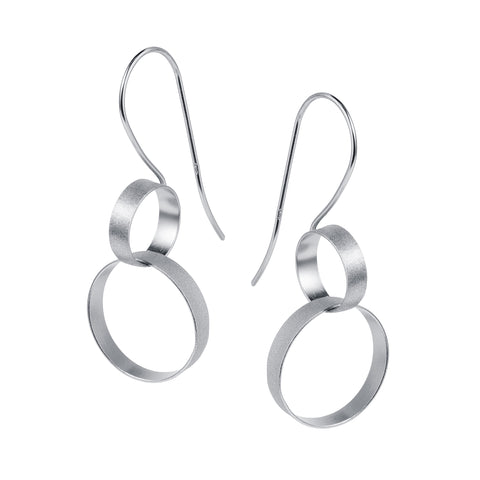 double hoop drop silver earrings by christin ranger