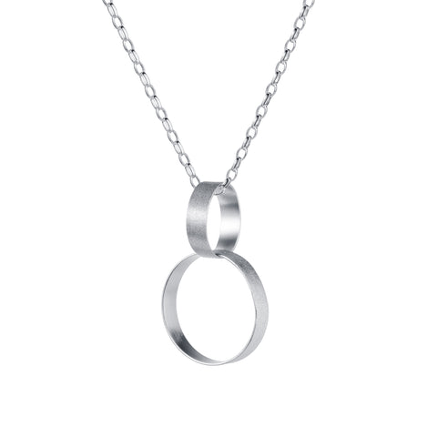 a double hoop silver pendant necklace by christin ranger