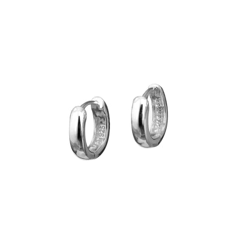 Silver Round Huggie Hoop Earrings by Christin Ranger