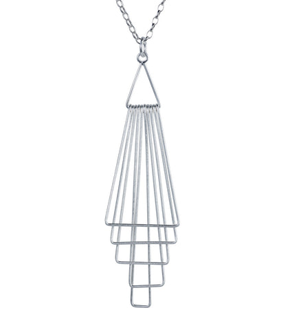 silver pyramid pendant necklace by christin ranger