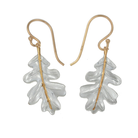 oak leaf silver and gold plated earrings by christin ranger