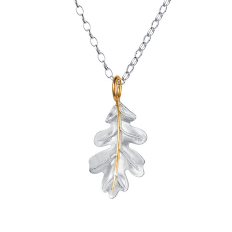 silver gold plated oak leaf pendant necklace christin ranger