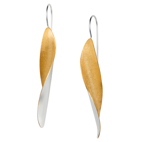long leaf silver and gold plated earrings by christin ranger