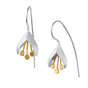 silver gold plated flower drop earrings by christin ranger