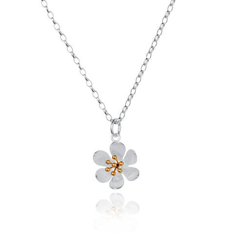 Daisy Silver and Gold Plate Pendant & Chain by Christin Ranger