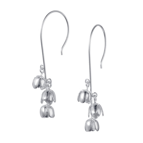 a sterling silver pair of bluebell drop earrings hook fittings christin ranger