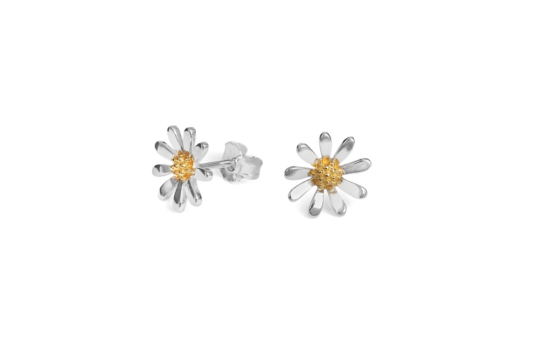 Silver Daisy Stud Earrings - 12mm